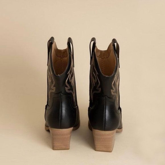 NEW🔥 Pointed Toe Embroidered Cowboy Cowgirl Western Ankle Boots Booties Pull On - Picture 9 of 9